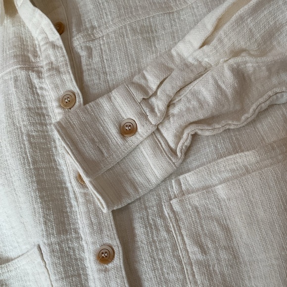 Zara Cream Button-Up Shirt/Jacket, Medium - Picture 8 of 8